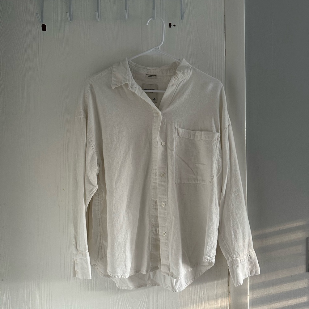 Abercrombie & Fitch White Linen Button Down Shirt
